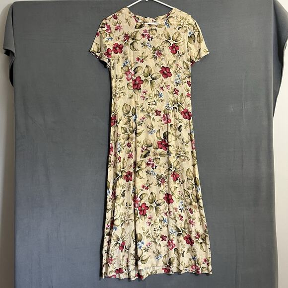 Talbots Maxi Dress Size 6 Floral Cream Vintage Cottagecore English Countryside - Picture 1 of 8